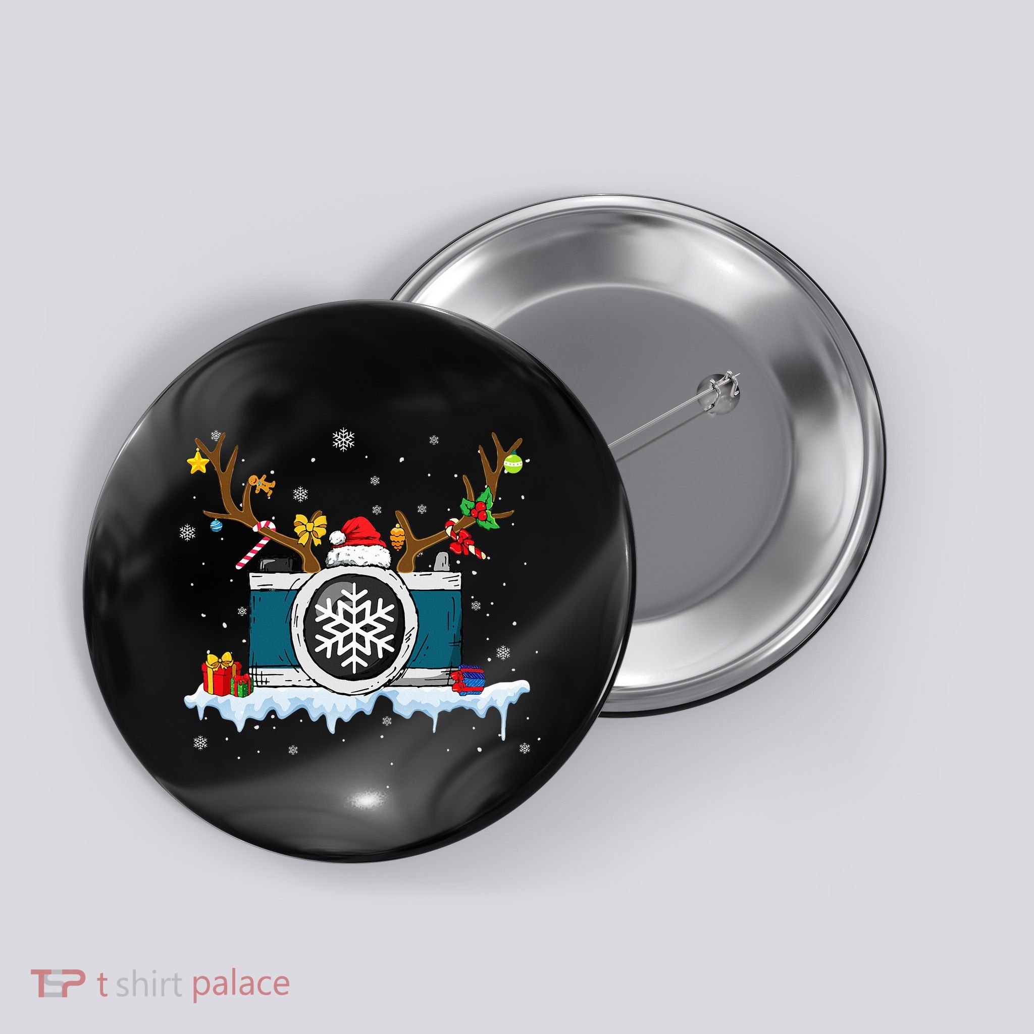 Z1gb Reindeer Camera Christmas Merry Xmas Photographer Noel Button