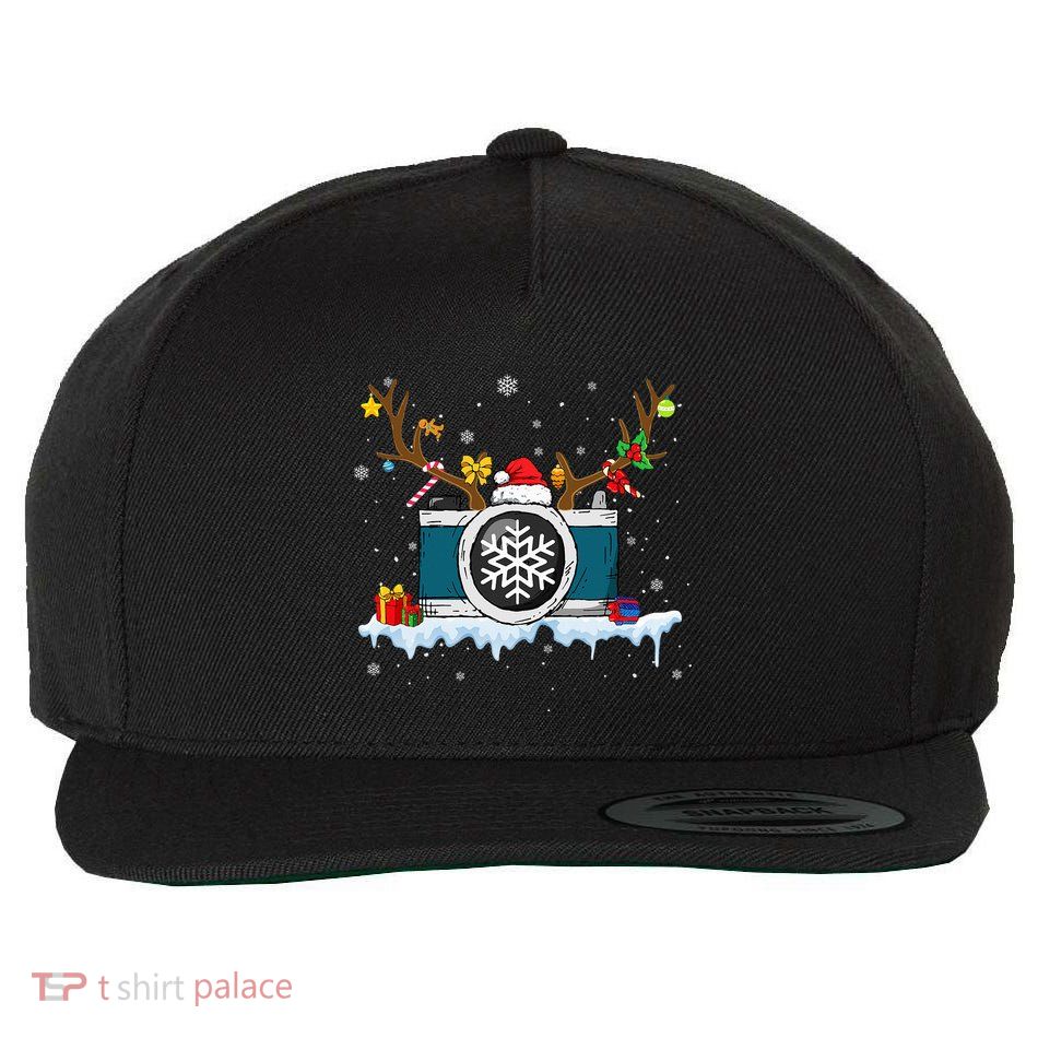 Z1gb Reindeer Camera Christmas Merry Xmas Photographer Noel Wool Snapback Cap