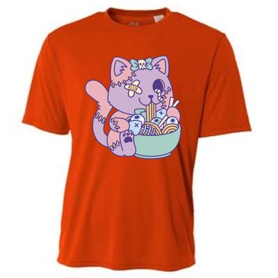 Zombie Ra Cat Witchy Witch Vibes Horror Funny Pastel Goth Gift Cooling Performance Crew T-Shirt