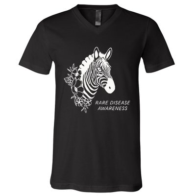 Zebra Rare Disease Awareness Rare Disease V-Neck T-Shirt