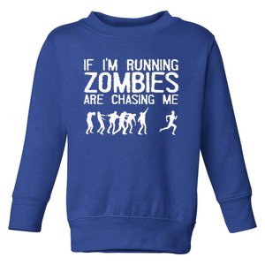 Zombie Running Design For Halloween Funny Running Toddler Sweatshirt