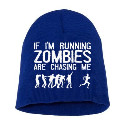 Zombie Running Design For Halloween Funny Running Short Acrylic Beanie