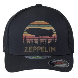 Zeppelin Retro Sunset 70s 80s Distressed Dirigible Flexfit Unipanel Trucker Cap