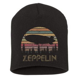 Zeppelin Retro Sunset 70s 80s Distressed Dirigible Short Acrylic Beanie