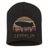 Zeppelin Retro Sunset 70s 80s Distressed Dirigible Short Acrylic Beanie