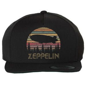 Zeppelin Retro Sunset 70s 80s Distressed Dirigible Wool Snapback Cap