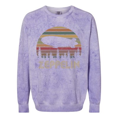 Zeppelin Retro Vintage Sunset 70s 80s Distressed Dirigible Colorblast Crewneck Sweatshirt