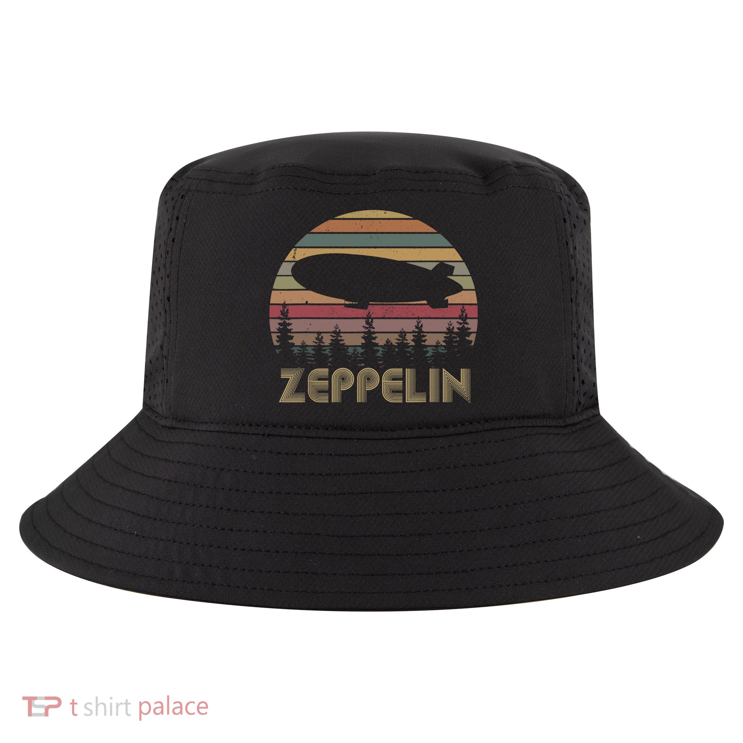 Zeppelin Retro Vintage Sunset 70s 80s Distressed Dirigible Cool Comfort Performance Bucket Hat
