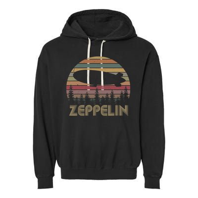 Zeppelin Retro Vintage Sunset 70s 80s Distressed Dirigible Garment-Dyed Fleece Hoodie