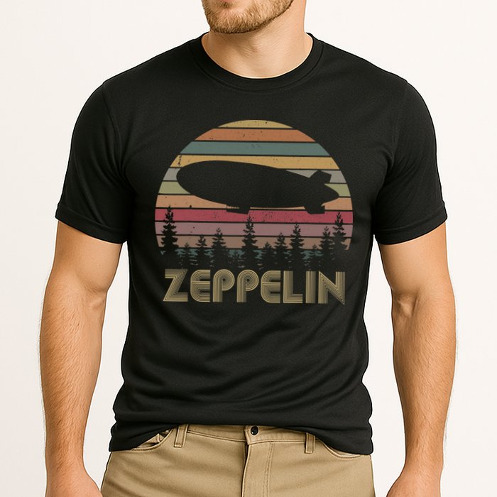 Zeppelin Retro Vintage Sunset 70s 80s Distressed Dirigible Performance Shirt