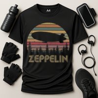 Zeppelin Retro Vintage Sunset 70s 80s Distressed Dirigible Performance Shirt