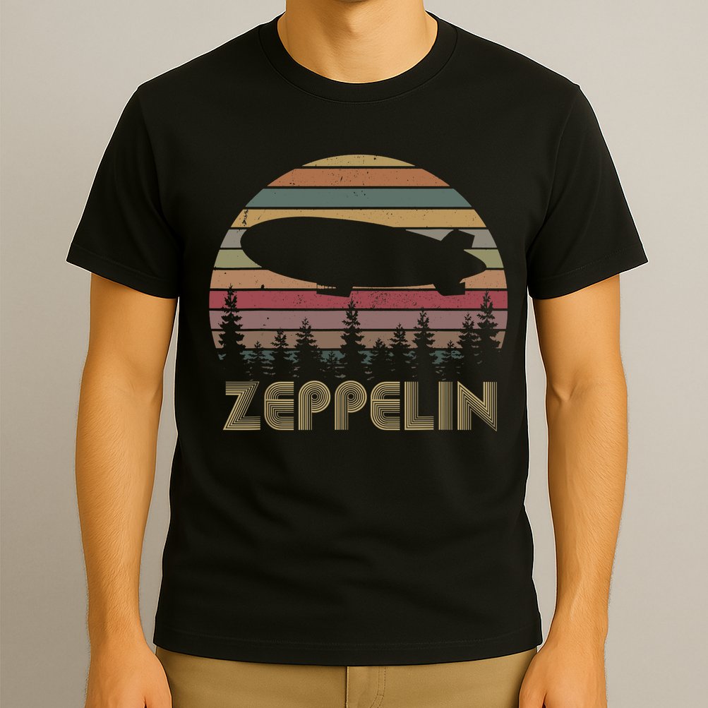 Zeppelin Retro Vintage Sunset 70s 80s Distressed Dirigible T-Shirt