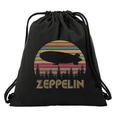 Zeppelin Retro Vintage Sunset 70s 80s Distressed Dirigible Drawstring Bag