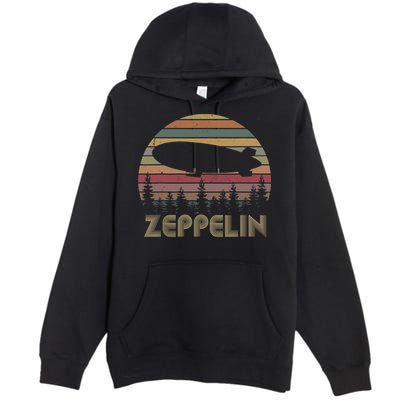 Zeppelin Retro Vintage Sunset 70s 80s Distressed Dirigible Premium Pullover Hoodie