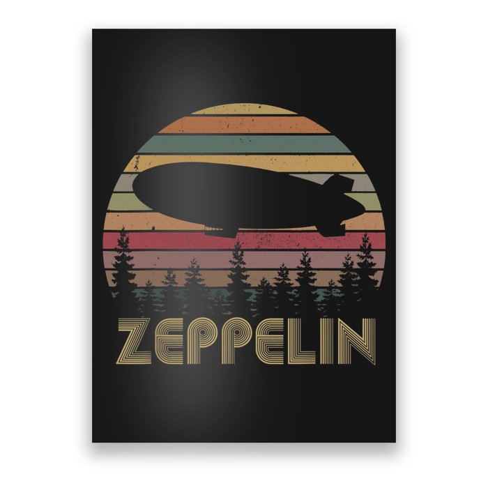 Zeppelin Retro Vintage Sunset 70s 80s Distressed Dirigible Poster