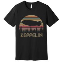 Zeppelin Retro Vintage Sunset 70s 80s Distressed Dirigible Premium T-Shirt