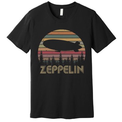 Zeppelin Retro Vintage Sunset 70s 80s Distressed Dirigible Premium T-Shirt