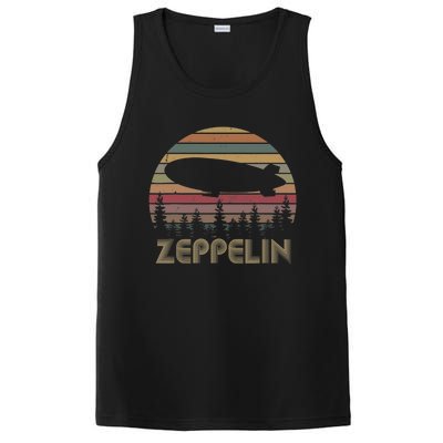 Zeppelin Retro Vintage Sunset 70s 80s Distressed Dirigible PosiCharge Competitor Tank