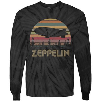 Zeppelin Retro Vintage Sunset 70s 80s Distressed Dirigible Tie-Dye Long Sleeve Shirt