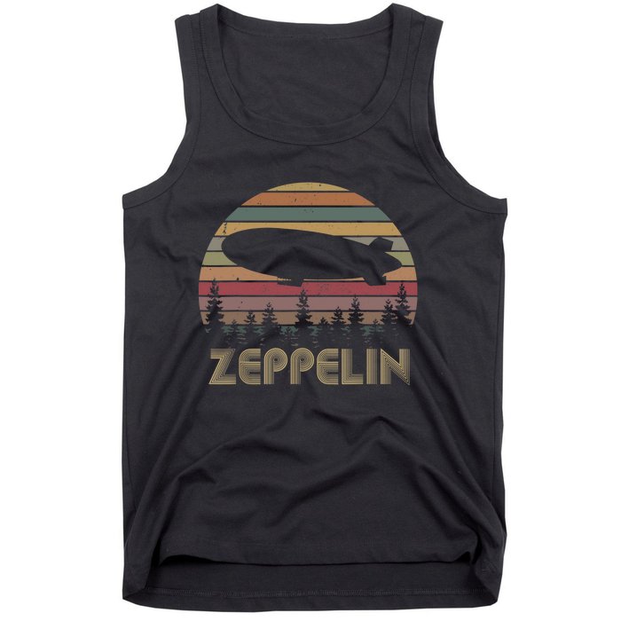 Zeppelin Retro Vintage Sunset 70s 80s Distressed Dirigible Tank Top