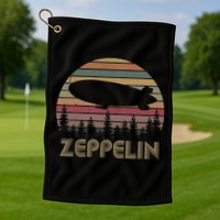 Zeppelin Retro Vintage Sunset 70s 80s Distressed Dirigible Golf Towel