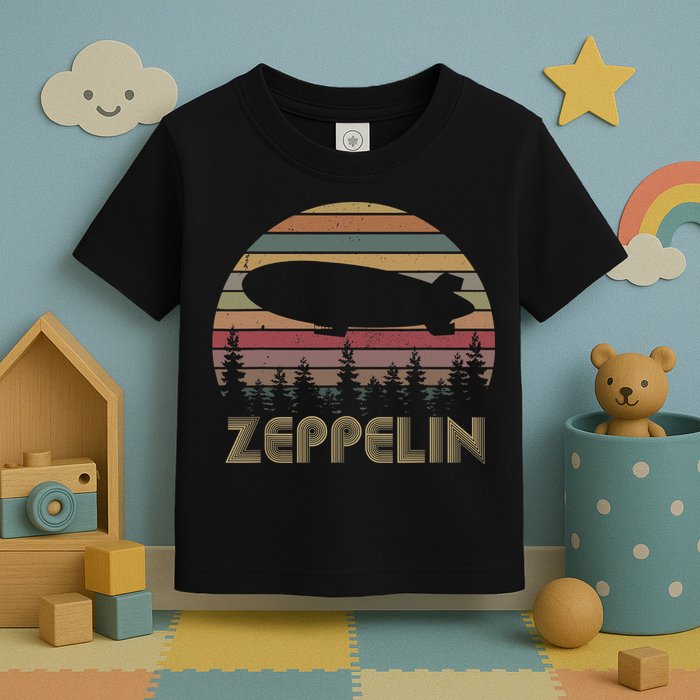 Zeppelin Retro Vintage Sunset 70s 80s Distressed Dirigible Toddler T-Shirt