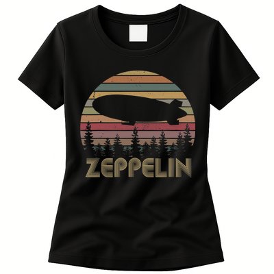Zeppelin Retro Vintage Sunset 70s 80s Distressed Dirigible Womens T-Shirt