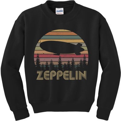 Zeppelin Retro Vintage Sunset 70s 80s Distressed Dirigible Kids Sweatshirt