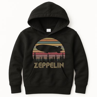 Zeppelin Retro Vintage Sunset 70s 80s Distressed Dirigible Kids Hoodie
