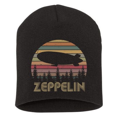 Zeppelin Retro Vintage Sunset 70s 80s Distressed Dirigible Short Acrylic Beanie
