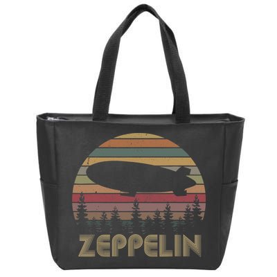 Zeppelin Retro Vintage Sunset 70s 80s Distressed Dirigible Zip Tote Bag