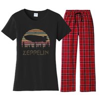 Zeppelin Retro Vintage Sunset 70s 80s Distressed Dirigible Women's Flannel Pajama Set