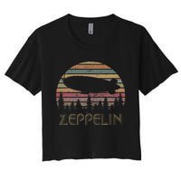 Zeppelin Retro Vintage Sunset 70s 80s Distressed Dirigible Women's Crop Top Tee