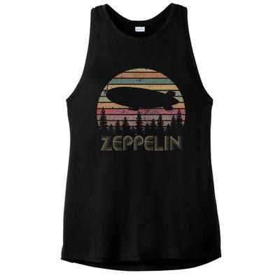 Zeppelin Retro Vintage Sunset 70s 80s Ladies PosiCharge Tri-Blend Wicking Tank