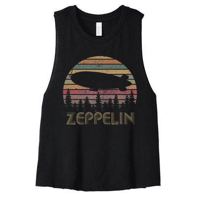 Zeppelin Retro Vintage Sunset 70s 80s Women's Racerback Cropped Tank