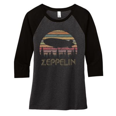 Zeppelin Retro Vintage Sunset 70s 80s Women's Tri-Blend 3/4-Sleeve Raglan Shirt