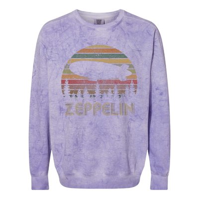 Zeppelin Retro Vintage Sunset 70s 80s Distressed Dirigible Colorblast Crewneck Sweatshirt