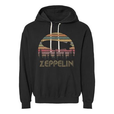 Zeppelin Retro Vintage Sunset 70s 80s Distressed Dirigible Garment-Dyed Fleece Hoodie