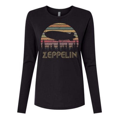 Zeppelin Retro Vintage Sunset 70s 80s Distressed Dirigible Womens Cotton Relaxed Long Sleeve T-Shirt