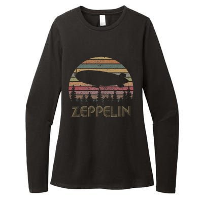 Zeppelin Retro Vintage Sunset 70s 80s Distressed Dirigible Womens CVC Long Sleeve Shirt