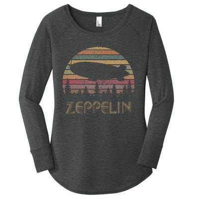 Zeppelin Retro Vintage Sunset 70s 80s Distressed Dirigible Women's Perfect Tri Tunic Long Sleeve Shirt