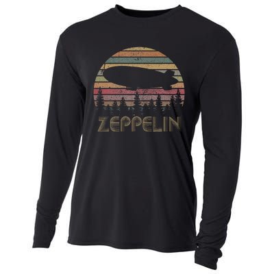 Zeppelin Retro Vintage Sunset 70s 80s Distressed Dirigible Cooling Performance Long Sleeve Crew