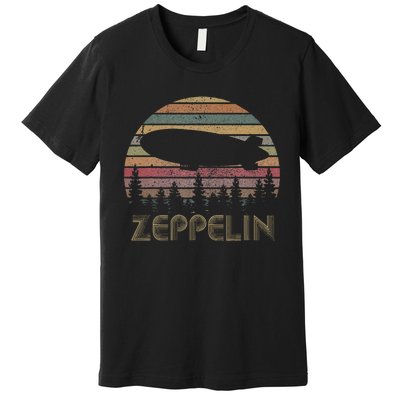 Zeppelin Retro Vintage Sunset 70s 80s Distressed Dirigible Premium T-Shirt