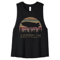 Zeppelin Retro Vintage Sunset 70s 80s Distressed Dirigible Women's Racerback Cropped Tank