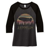 Zeppelin Retro Vintage Sunset 70s 80s Distressed Dirigible Women's Tri-Blend 3/4-Sleeve Raglan Shirt