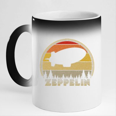 Zeppelin Retro Vintage Sunset 70s 80s Distressed Dirigible 11oz Black Color Changing Mug