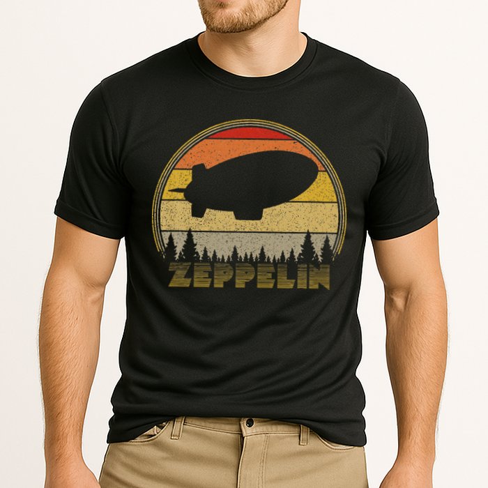 Zeppelin Retro Vintage Sunset 70s 80s Distressed Dirigible Performance Shirt