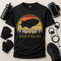 Zeppelin Retro Vintage Sunset 70s 80s Distressed Dirigible Performance Shirt