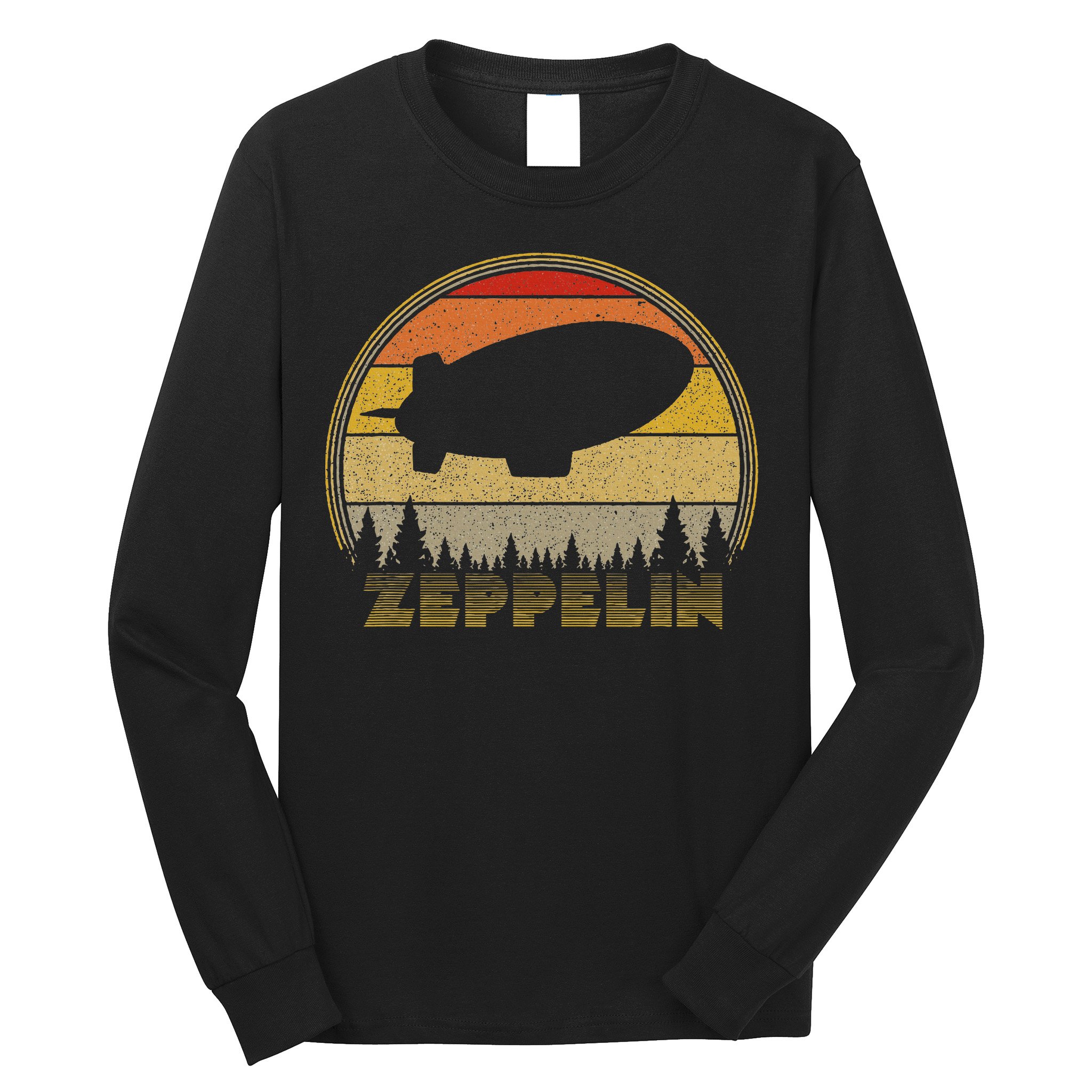 Zeppelin Retro Vintage Sunset 70s 80s Distressed Dirigible Long Sleeve Shirt