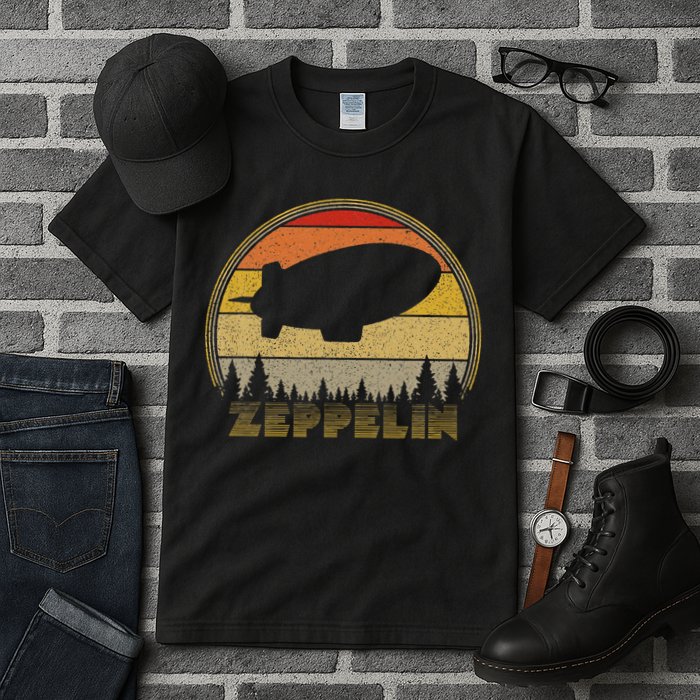 Zeppelin Retro Vintage Sunset 70s 80s Distressed Dirigible Tall T-Shirt